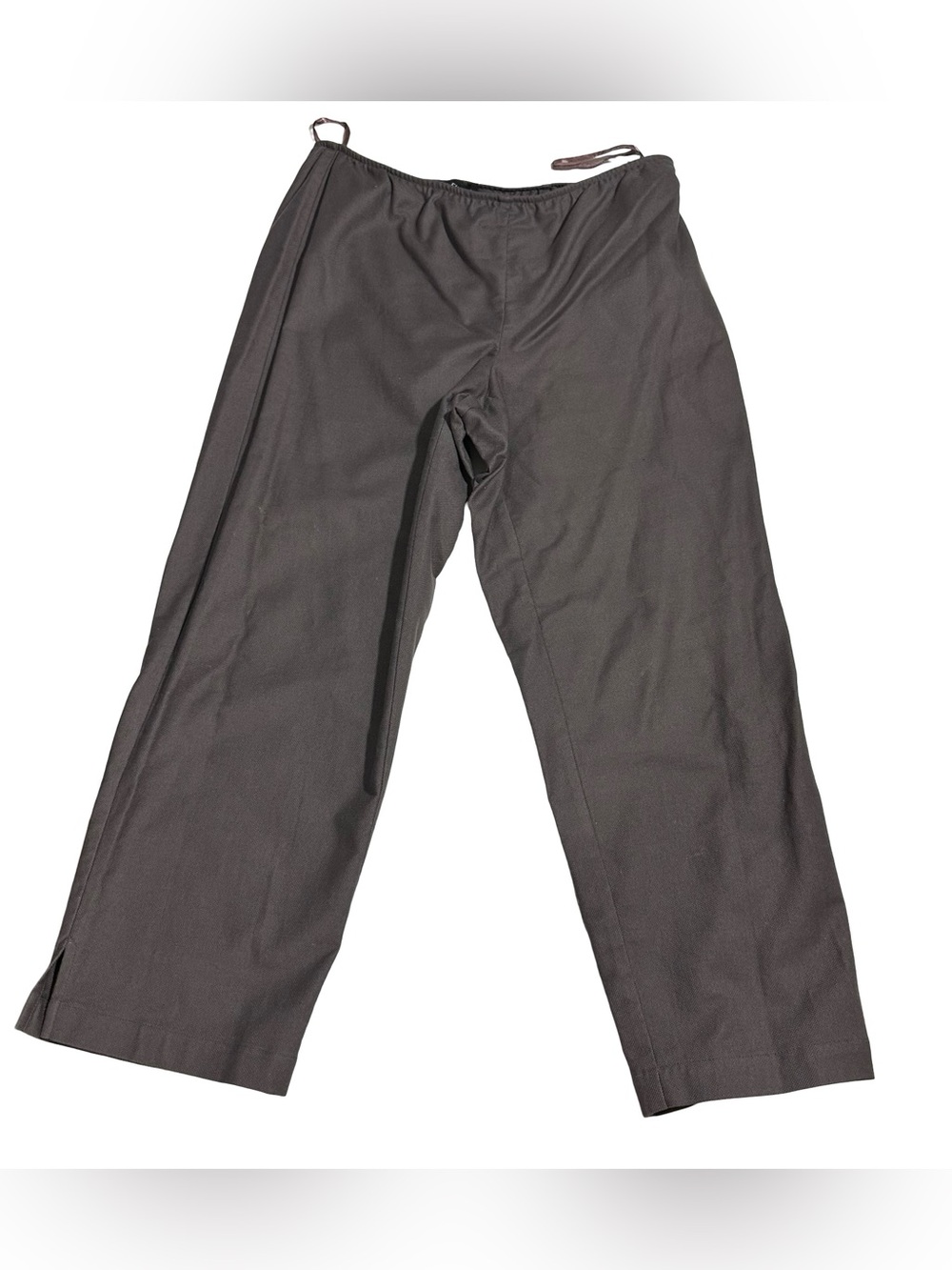 Eileen Fisher Italian Fabric Pants Sz M 32x25 Taupe Grey Side Zip Stretch Waist
